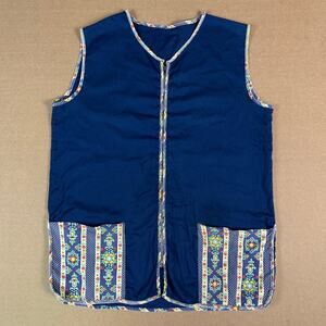 Vintage Handmade Quilt Floral Folk Scandinavian Pattern Vest Fits like Medium